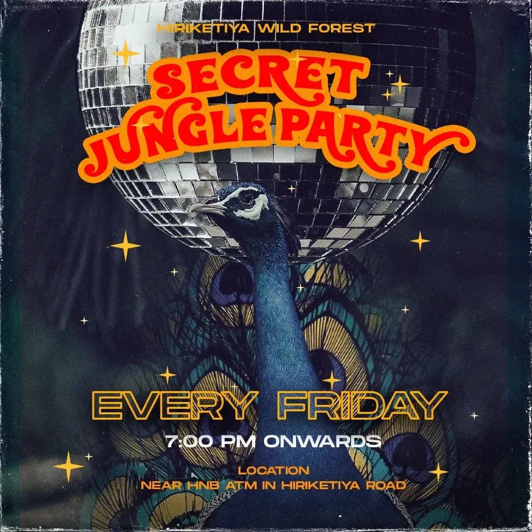 Secret Jungle Party poster — Hiriketiya, Dikwella