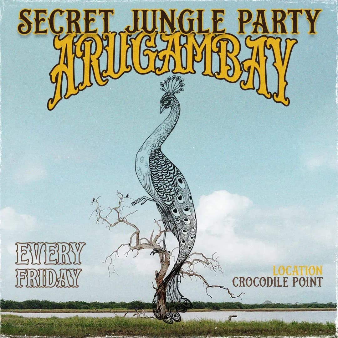 Secret Jungle Party Arugambay poster — Crocodile Point, Arugam Bay